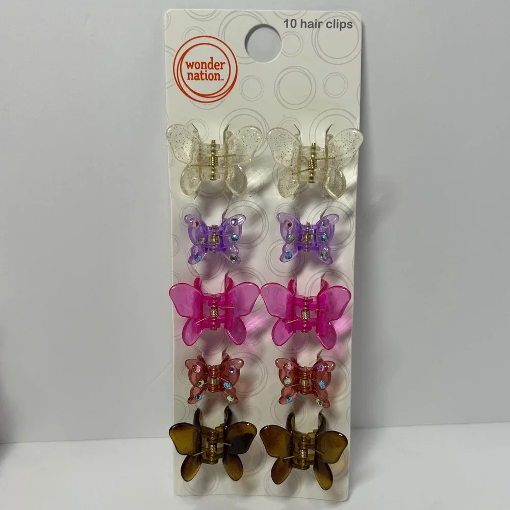Wonder Nation Kids Hair Accessory Set Butterfly Clips Chenille Patches Elastics